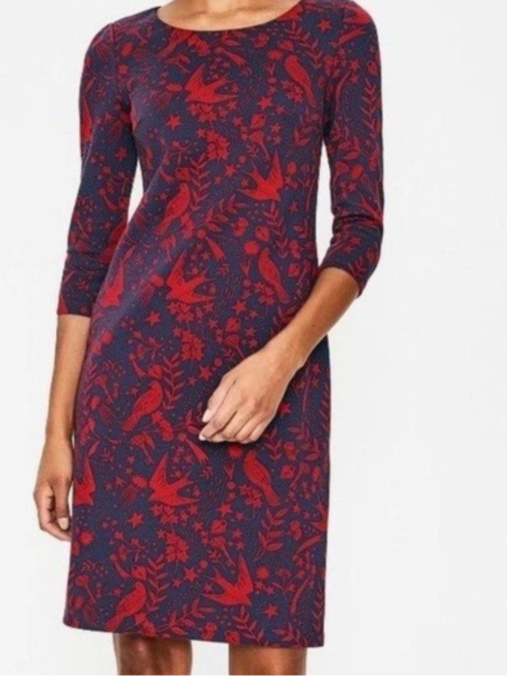 Boden Red & Navy Patterned Women's Shift Dress size 4
